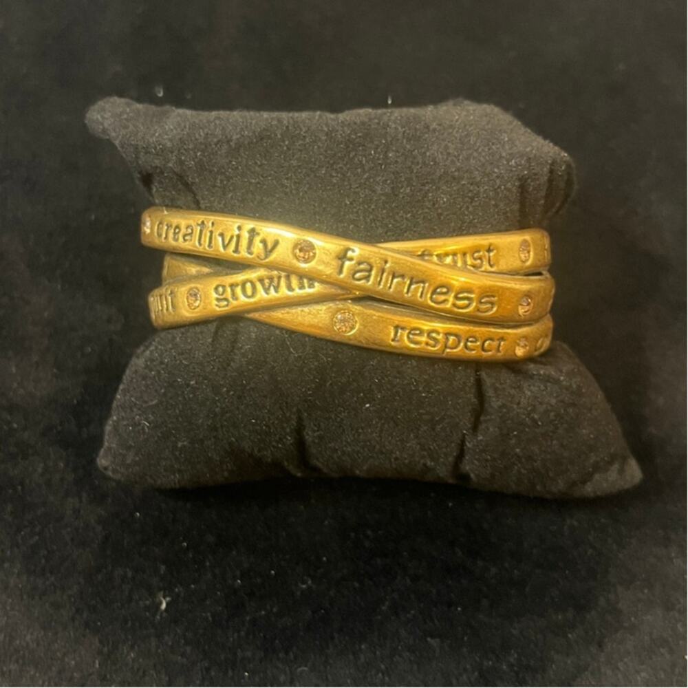 Vintage "Accessocraft NYC" Bracelet  Word Cuff Gold Toned with Crystals - 7"